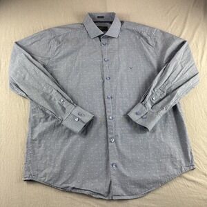 Versace 19.69 Italia Dress Shirt Mens L Blue Geometric Long Sleeve Modern Fit